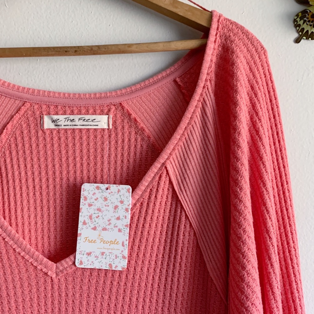 Free People Pink Oversized Top Long Sleeve Small - Picture 4 of 8